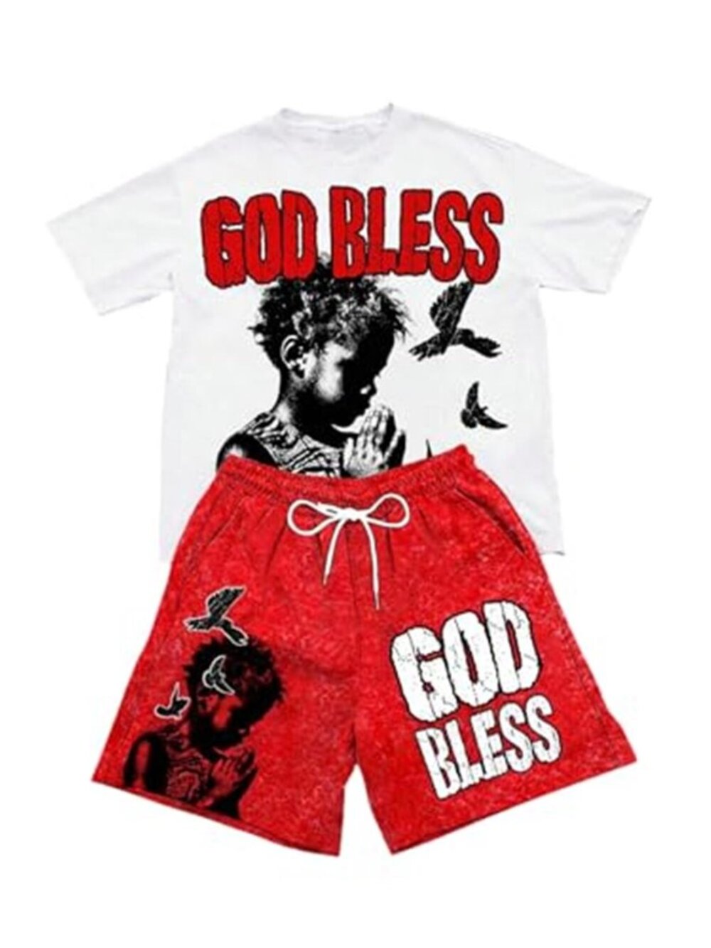 Men's 2 Piece Graphic Short Set Tees and Shorts